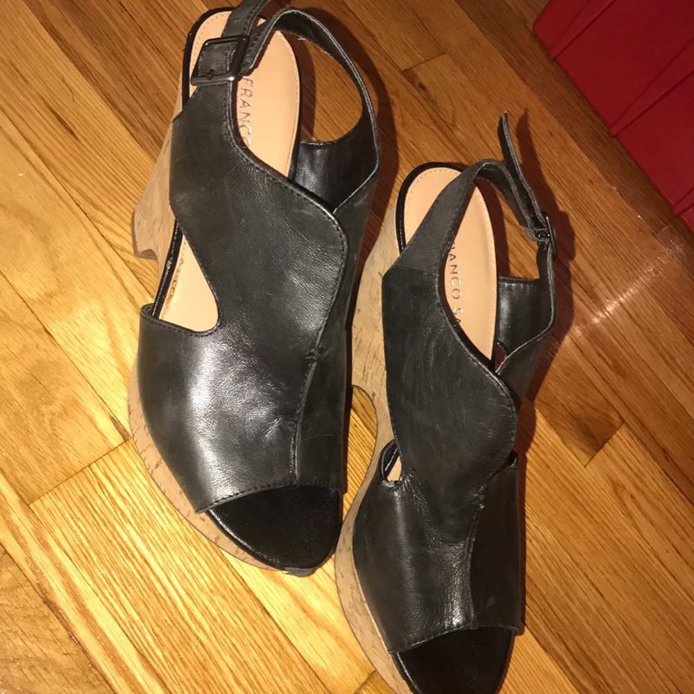 Franco Sarto black wedges